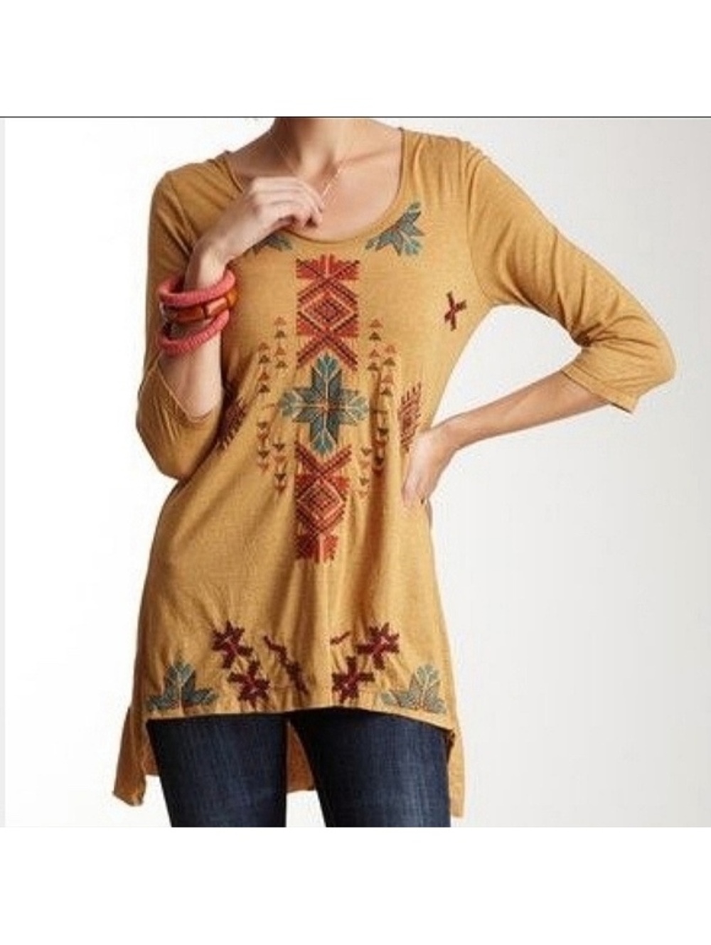 Johnny Was LA Embroidered High-Low Tunic Top Sz Large